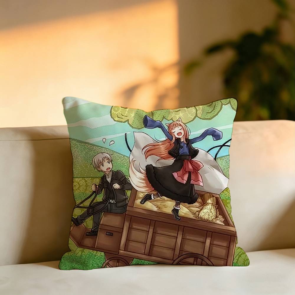 Anime Spice and Wolf Pillow Case Square DoubleSided Sofa Cushion Cover Bedroom Bedside Pillow