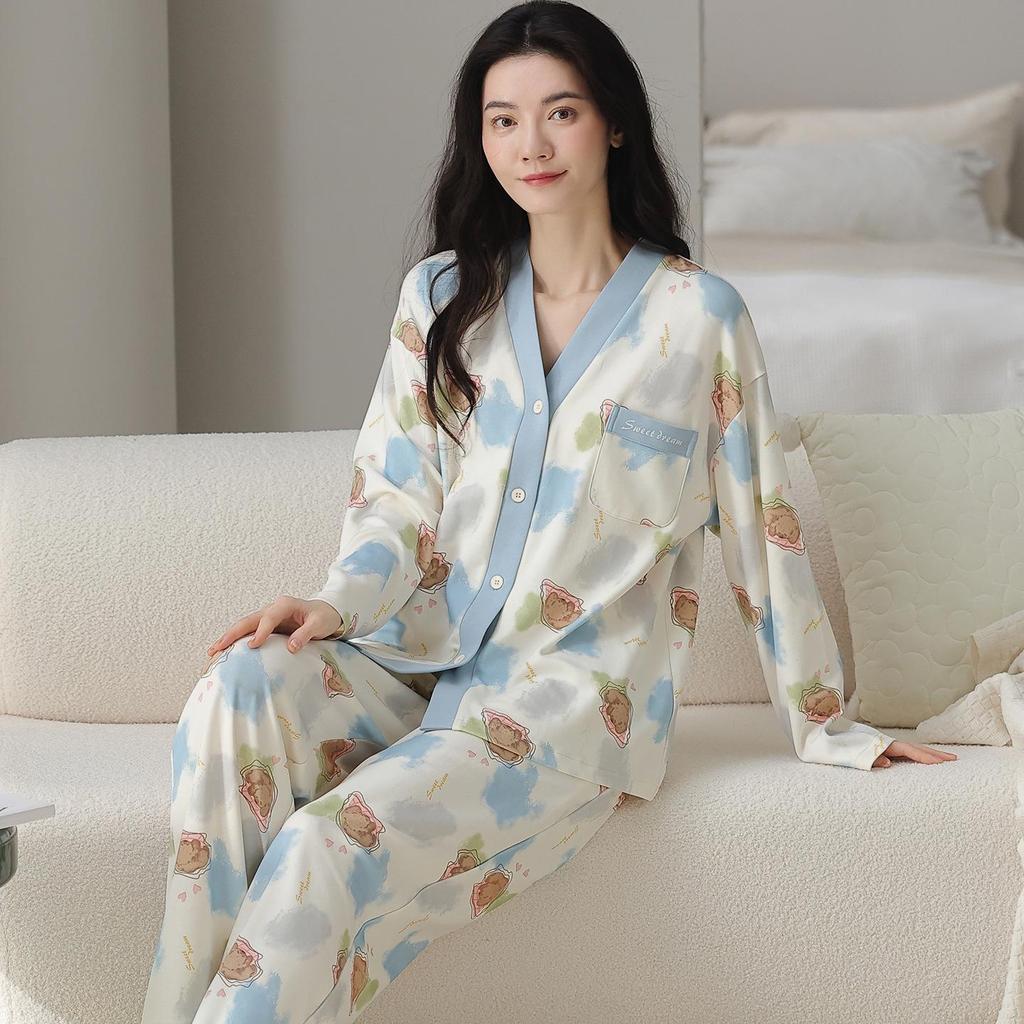 Женская пижама из 100% хлопка с длинным рукавом, 2025: Идеально для осени, зимы и весны, можно носить на улице, домашняя одежда из 100% хлопка в стиле кимоно