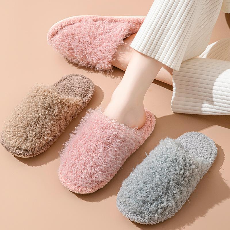 Fashion Women New 2024 Winter Home Fur Plush Slippers Non-Slip Soft Warm House Indoor Bedroom Floor Shoes Memory Foam Fluffy Slippers