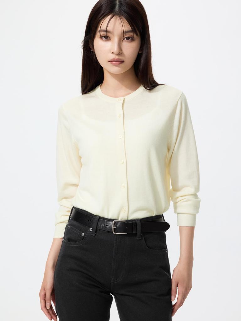 Uniqlo Кардиган с круглым вырезом из мериносовой шерсти
