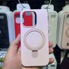 Совместим с Apple iPhone 15 Pro Max, Магнитная подставка, Чехол из жидкого силикона для телефона, iPhone 17 с защитным чехлом с точкой опоры