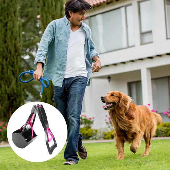 24-дюймовый складной совок для сбора отходов домашних животных для собак и кошек, высокопрочный захват для собачьих какашек с длинной ручкой для дворовой травы и гравия