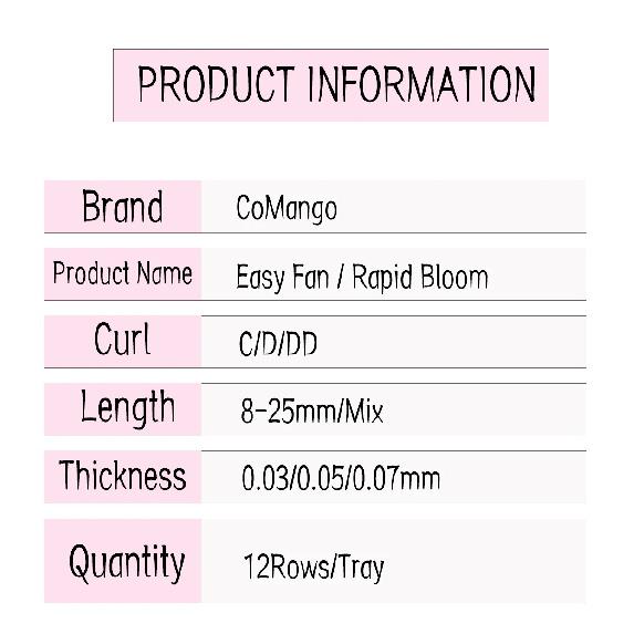 CoMango 0.03-0.10mm Matte Dark Black Easy Fan Lashes Volume Extension Mega Eyelashes Blooming Fans Eyelash Extension Cilios