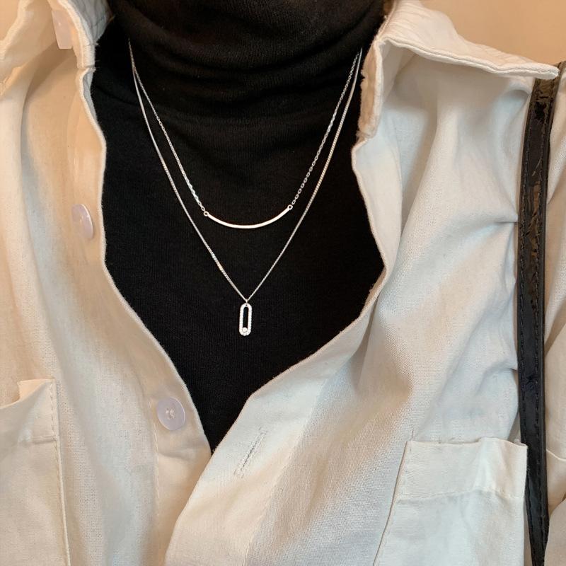 Цирконий двухслойное ожерелье в новогоднем стиле женская цепочка на ключицу женская простая легкая роскошная нишевая конструкция