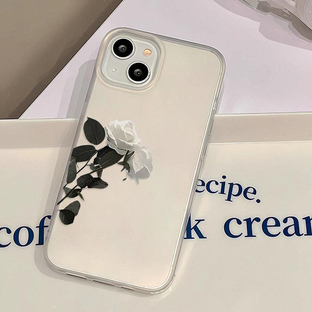 Чисто-белая роза для iPhone17promax Apple 17 матовый чехол для мобильного телефона с большим отверстием 16/15 противоударный 14 дюймов