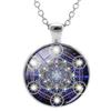 Triple Moon Goddess Wicca Round Glass Pendant Long Link Chains Necklaces Vintage Pattern Art Jewelry For Women Men