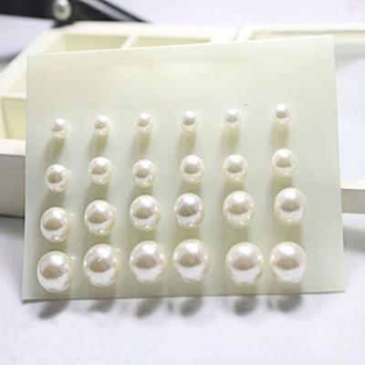 12 пар круглых серег-гвоздиков из искусственного жемчуга