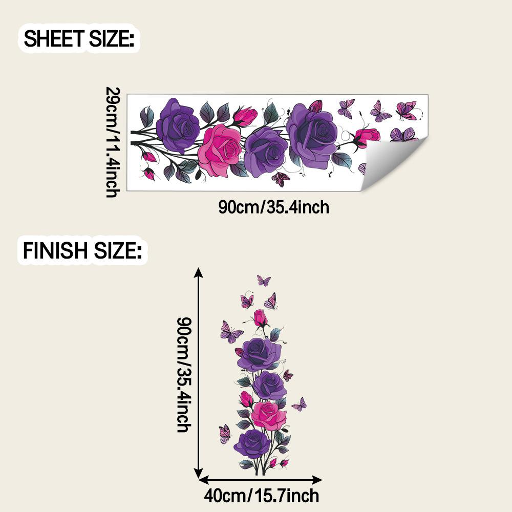 Watercolor Rose, Vine, Dancing Butterfly, Entrance Hall, Living Room, Home, Wall Beautification Stickers