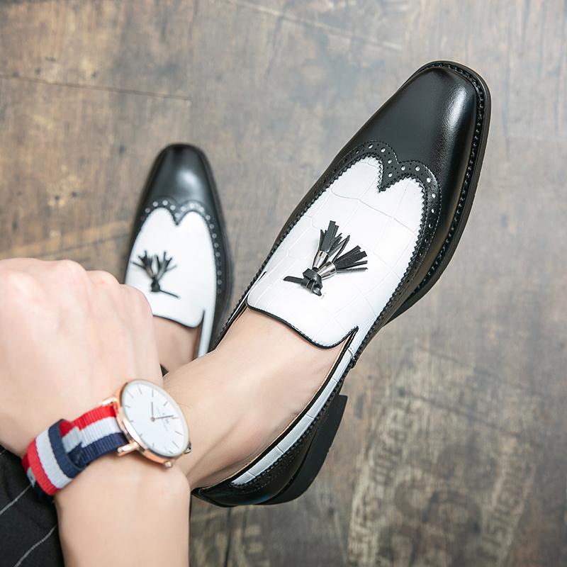 Черные мужские туфли ручной работы с острым носком, кожаные мокасины с кисточками, британский стиль, роскошные брендовые туфли, слипоны, толстая подошва, Bullock