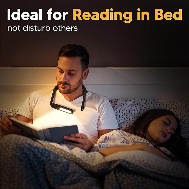 Book Light Neck Reading Lamp Rechargeable LED Flexible Portable Dimmable USB for Study Work Reading Bedside Travel Camping
