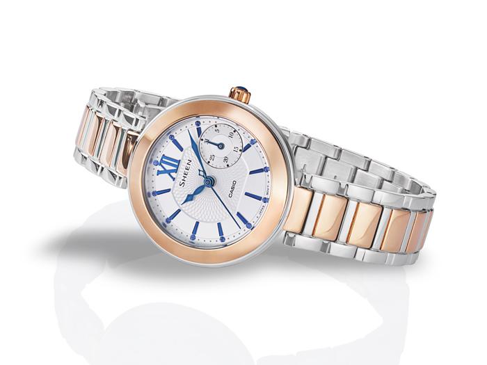 Casio Мужские аналоговые кварцевые часы из нержавеющей стали SHE-3050SG-7A, водонепроницаемость 50 м