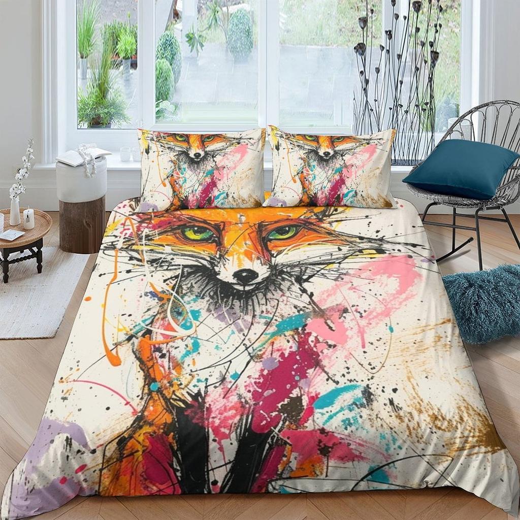 Fox Printed Duvet Cover Quilt Cover Bedding Set Comforter Covers For Childrens Kids And Adults Warm Soft Comfortable Breathable