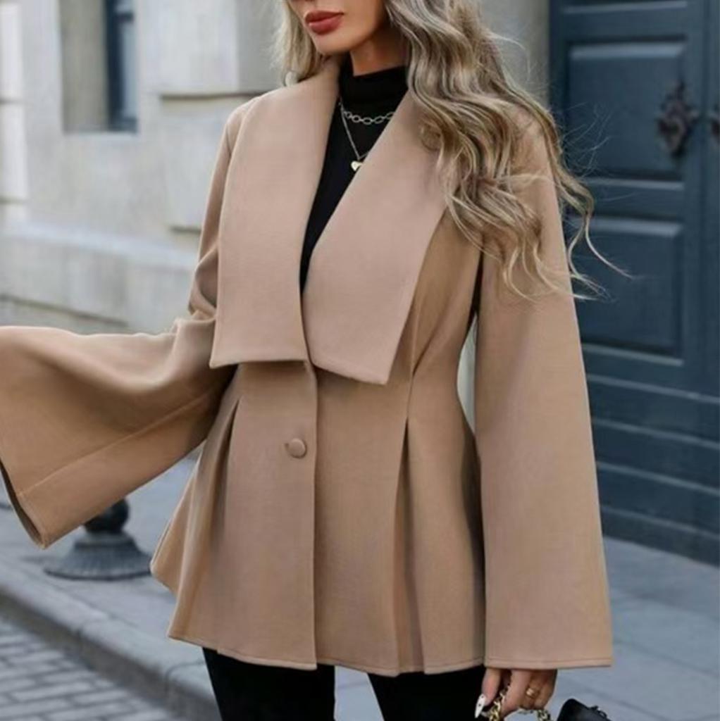 Women's Loose Comfortable Casual And Fashionable V-neck Button Long Sleeved Solid Color Jacket