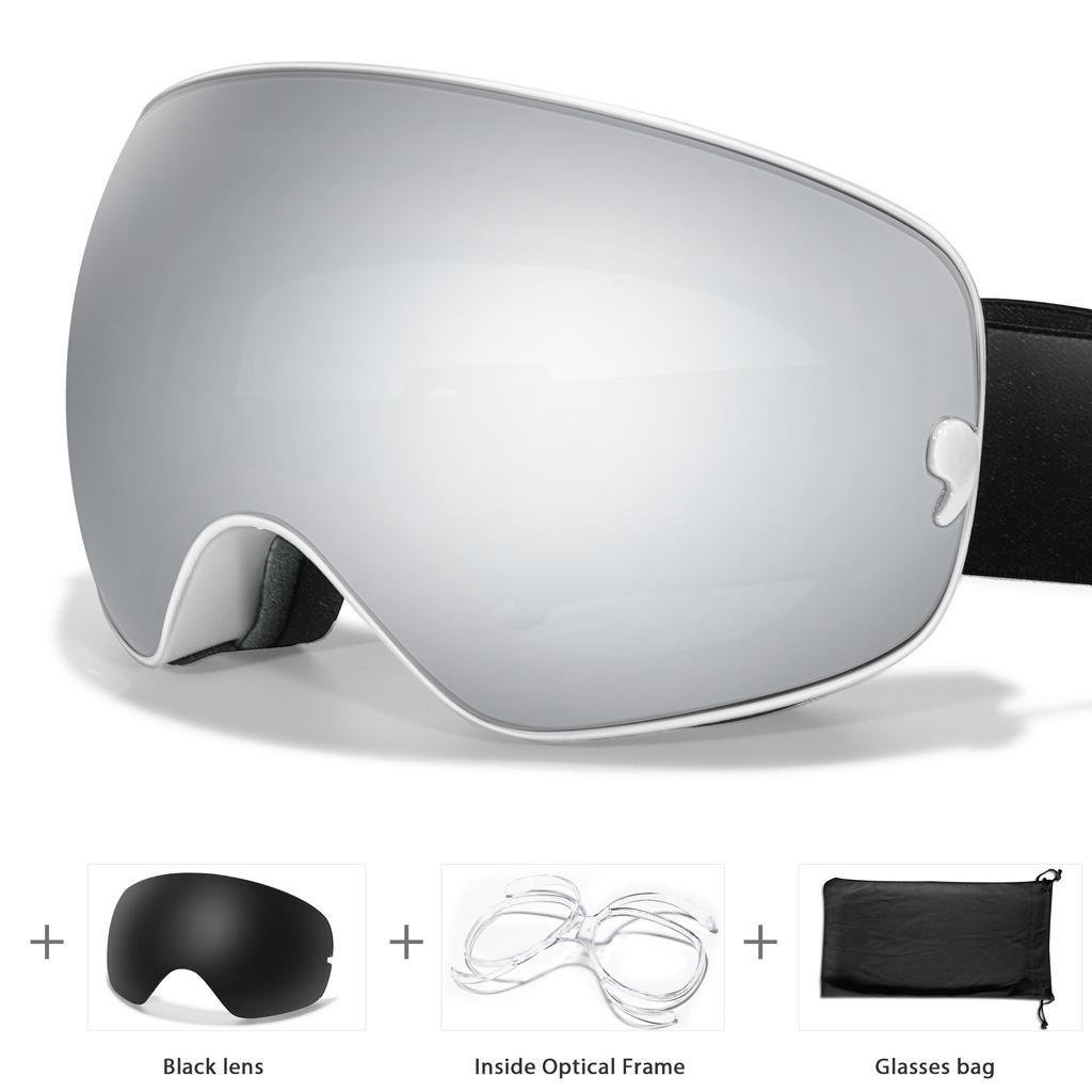 Классические горнолыжные очки, двухслойные, противотуманные, большие горнолыжные очки, UV400, маска для сноуборда, для мужчин и женщин, для зимних видов спорта, очки для сноуборда