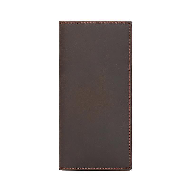 Jiameida Vintage Leather Men's Wallet - Crazy Horse Long Multi-Card US Dollar Clip & Coin Pocket