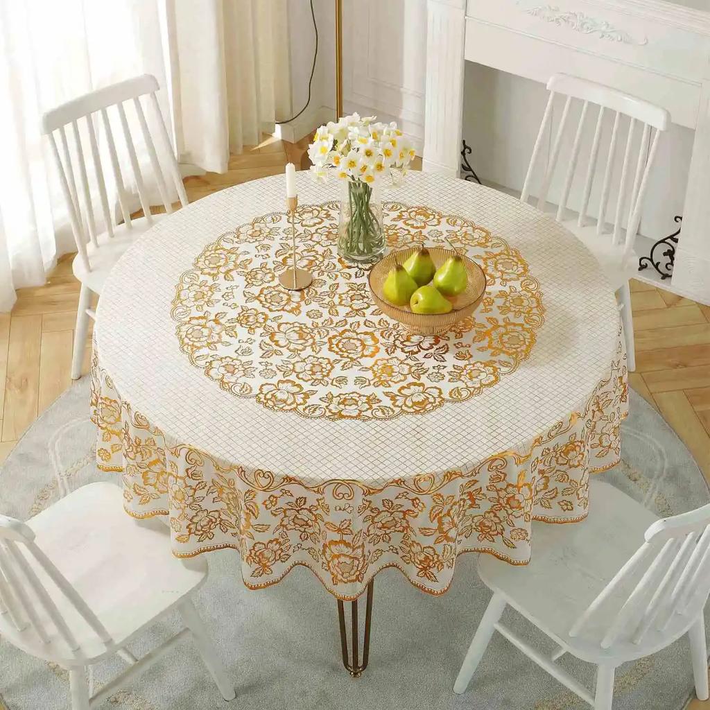 Многоразмерная настольная ткань для горячего тиснения из ПВХ, водонепроницаемая, маслостойкая, не стираемая, круглый коврик для стола, утолщенная бытовая ткань для обеденного стола