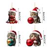Acrylic Christmas Cat Charm Ornament Unique Holiday Decor Fun Pendant Decorations for Christmas Trees Door and Window