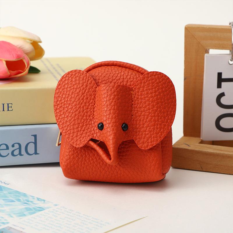 Кожа PU Мини-кошелек для монет в виде слоненка Женская сумка Подвеска Креативный держатель для карт Хранение Помады Конверт Застежка-молния Мешок для денег