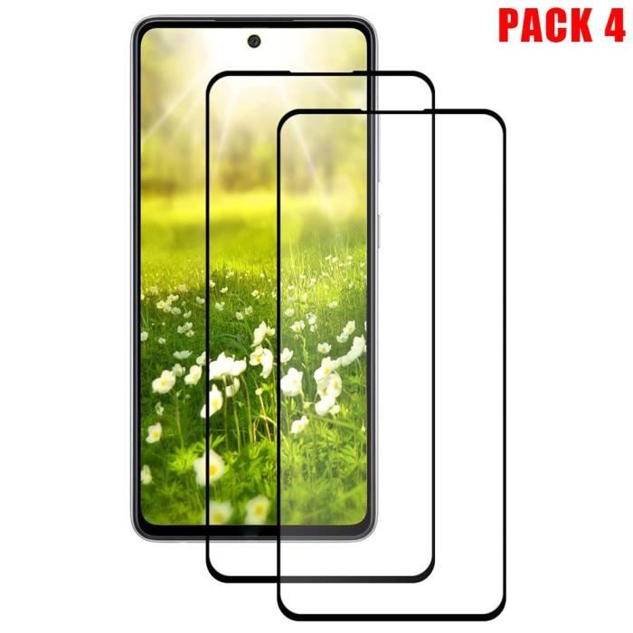 Verre trempé intégral pour Samsung A52 5G (6,5") Pack de 4 Films Ecran Noir Installation facile Anti trace