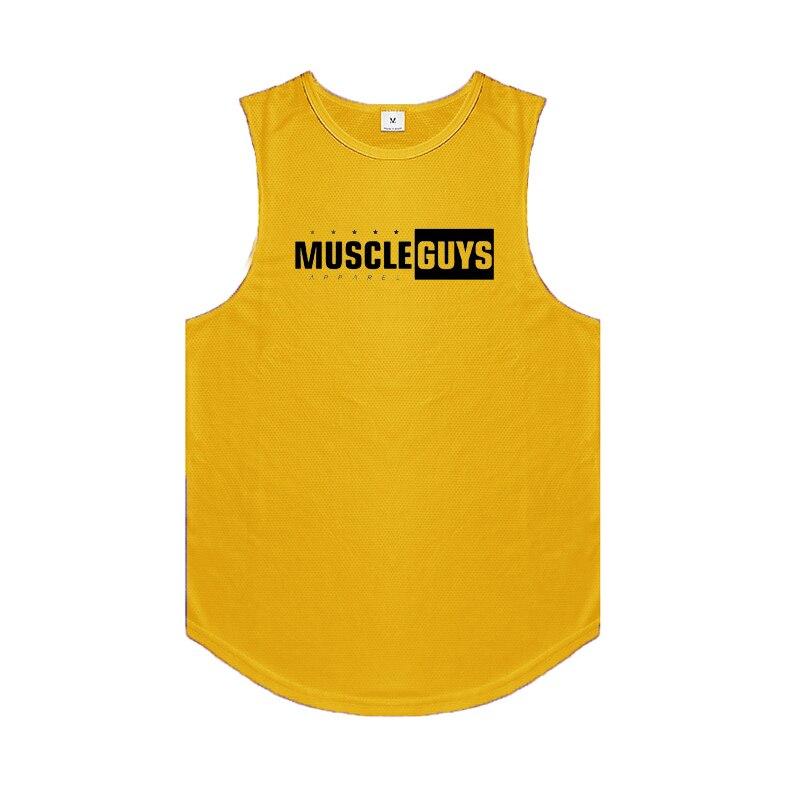 Мужская майка Muscleguys для бодибилдинга, летняя новая молодежная футболка без рукавов для фитнеса, сетчатая майка, индивидуальный жилет с мышцами, одежда для спортзала