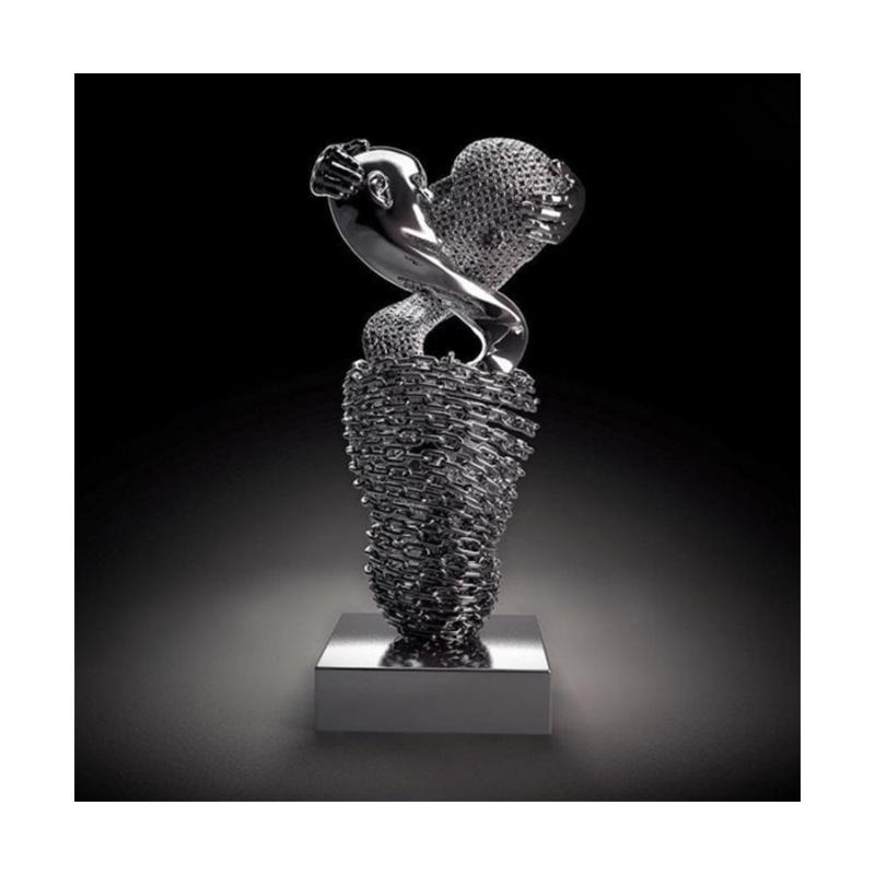 3D Visual Gold Silver Metal Figure Art Statue Canvas Painting Romantic Abstract Posters and Prints Wall Pictures Modern Home Decor for Living Room