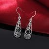 925 Sterling Silver Carved Drop Shape Earrings Women Fashion Jewelry Christmas Gifts Party Vintage Long Earrings