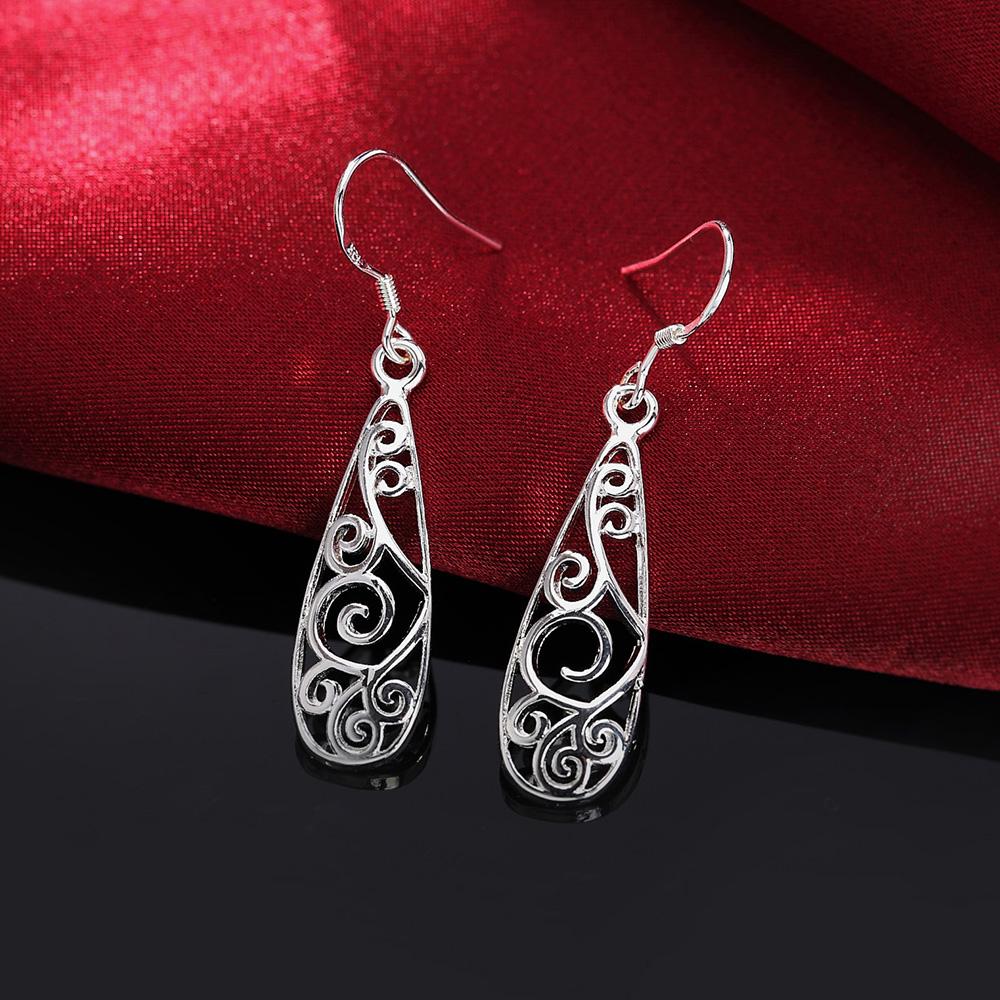 925 Sterling Silver Retro Geometric Pendant Piercing Earrings Fashionable Wedding Jewelry