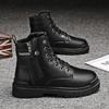 Men's Fashion Sneakers Platform High Top Shoes Men Motor Side Zipper Boot Men Autumn Work Boots Platform Boot Shoes for Men