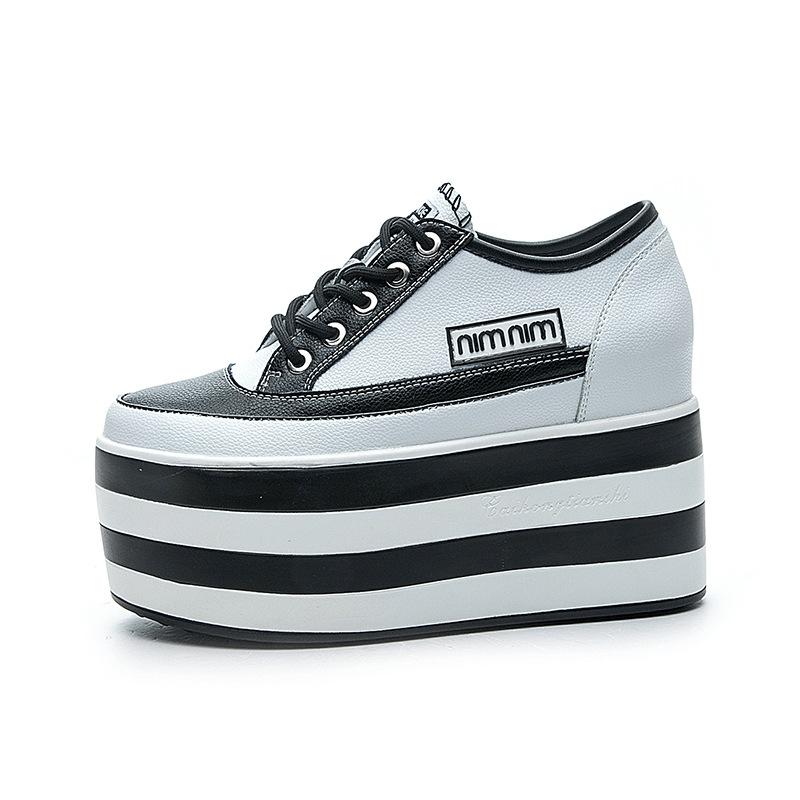 Модные женские туфли на скрытой платформе, весна-осень, новая кожа, высокий каблук, платформа, толстая подошва, белые женские повседневные туфли