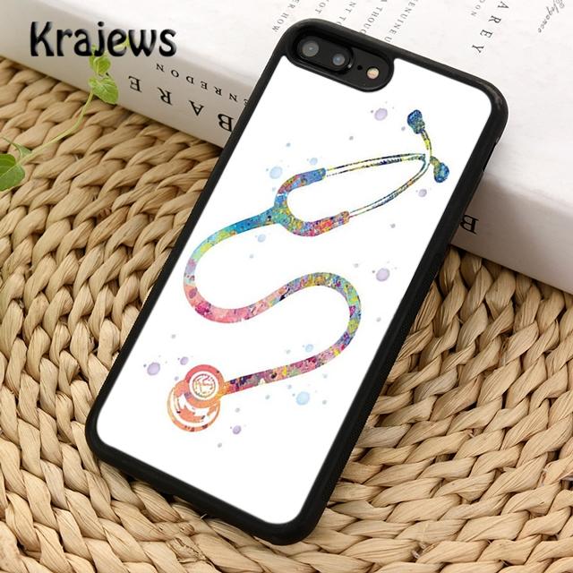 Krajews Чехол для телефона Медсестра Стетоскоп Сердце Для iPhone 17 Air 16 15 14 plus 11 12 13 pro max Plus coque Fundas