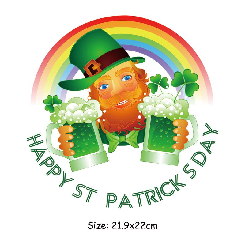 St Patrick Day Iron-On Transfer Hoodies Parches Ropa Diy Clothes Sticker Heat Transfer T-Shirt Thermal Patch For Pet Doll Cothes