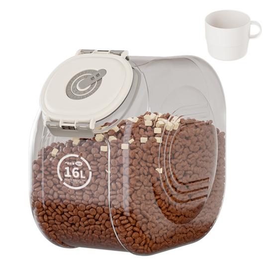Герметичный контейнер для хранения зерна Прозрачный контейнер для хранения корма для домашних животных с функцией таймера 8 л 16 л Влагонепроницаемый контейнер с мерным стаканом для зерна и домашних животных