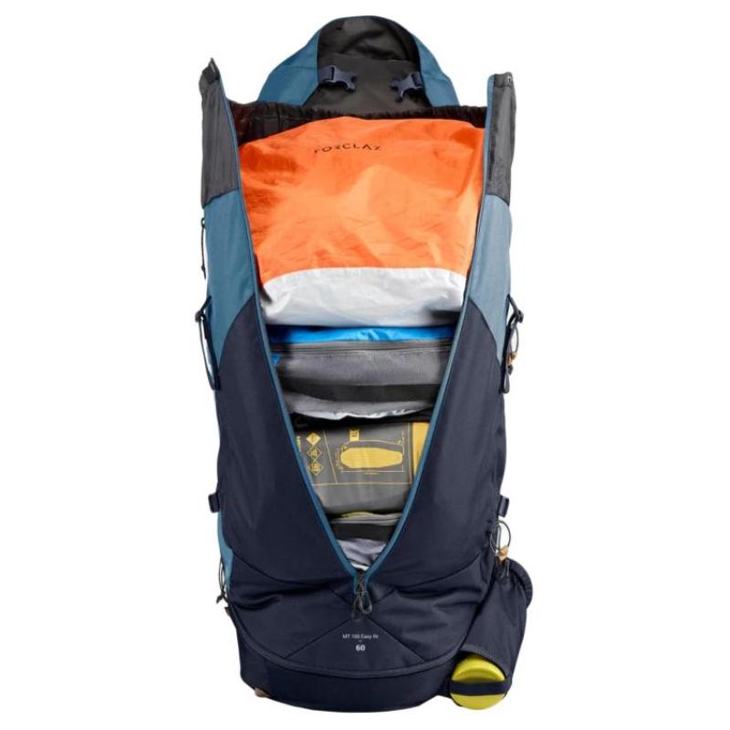 Decathlon 60 л Треккинговый Однотонный Универсальный Полиэстер Уличный Походный Рюкзак Школьный Рюкзак Женский Синий Серый