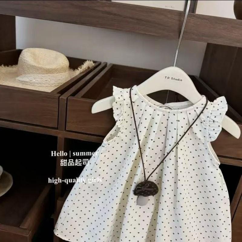 Baby Girls Princess Dress New Polka Dot Sleeveless Vest Party Wear