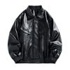 PU Leather Men's Lapel Leather Jacket Men's Casual Jacket Loose Motorcycle Suit Men
