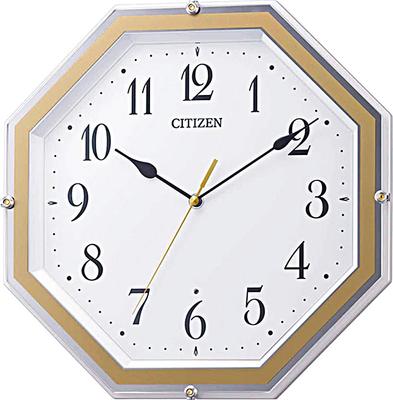Настенные часы RHYTHM Citizen с радиоприемником, аналоговые, с непрерывной секундной стрелкой, восьмиугольные, коричневые, 30,5x30,5x4,8 см 8MY544-003