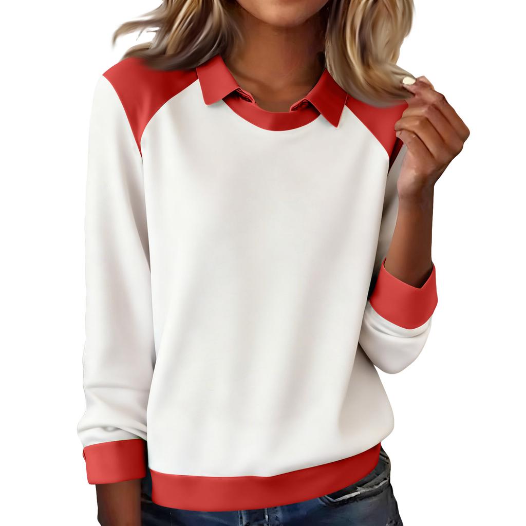 Women's Fashion Long-Sleeve Pullover Solid Color Top
