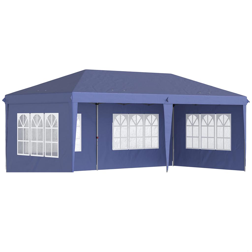 3 x 6m Pop Up Gazebo, Height Adjustable Marquee Party Tent with Sidewalls and Storage Bag, Blue