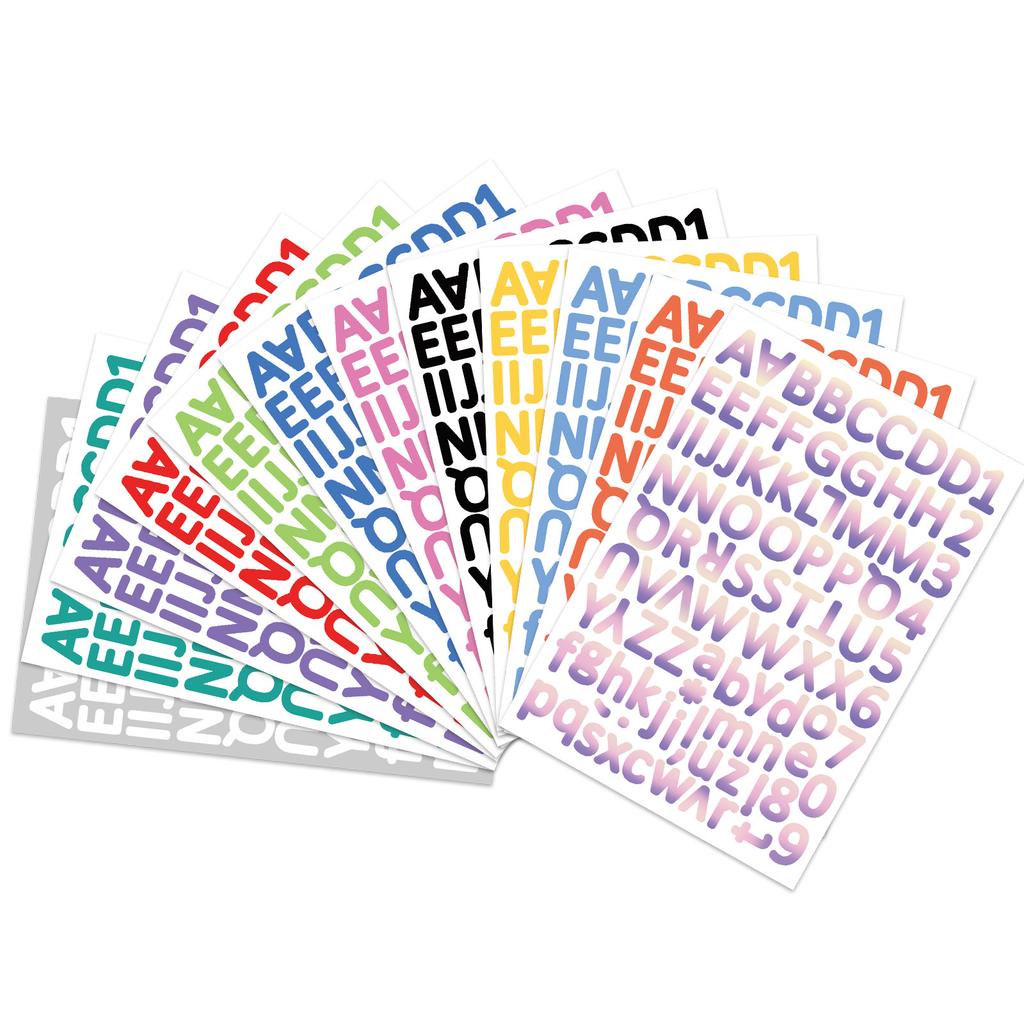 12 Наклеек с буквами Цветные Английские Цифровые Комбинации Сделай сам Чашка для воды Компьютерная декорация Водонепроницаемые Наклейки для ручного аккаунта