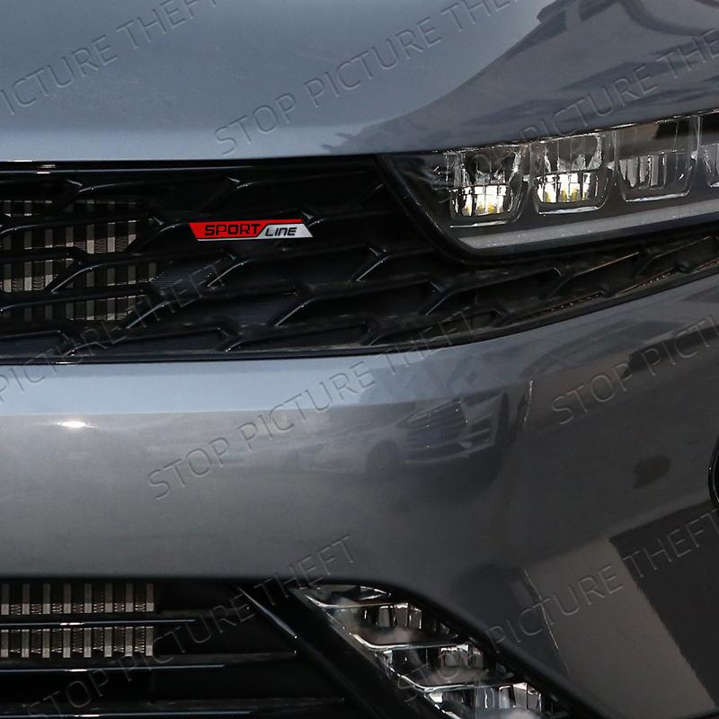 JBIW9 Metal Alloy Sport Line Logo Car Grille Badge Trunk Sticker Decoration Emblem For Skoda Fabia Octavia Citigo Rapid Kodiaq Karoq