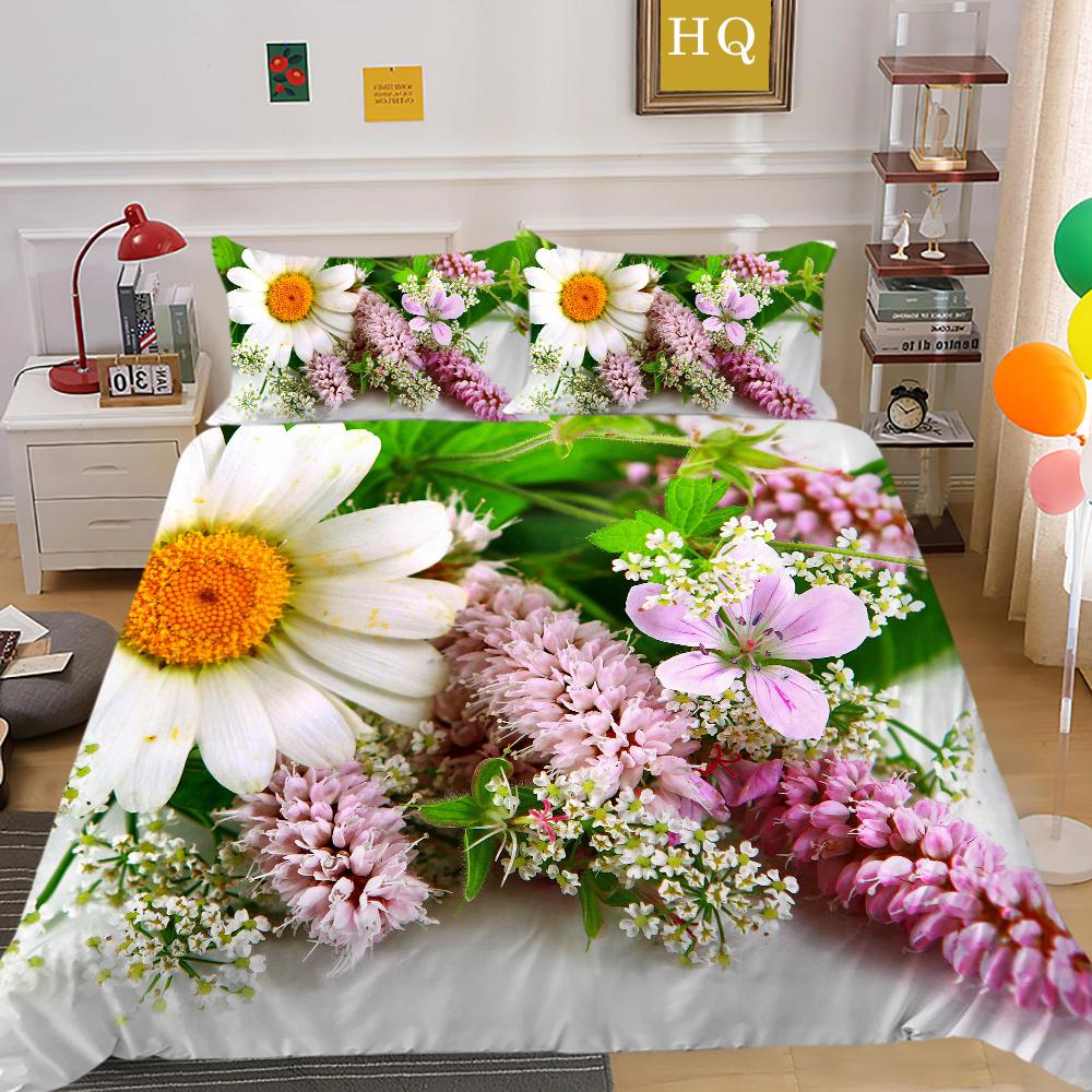 Flowers Printed Home Bedclothes Double Size Microfiber Bedspreads Gir Superior Design Comforter Cover Set