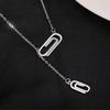 925 Sterling Silver Paper Clip Charm Necklace For Women Geometric Clavicle Chain Party Jewelry DZ658
