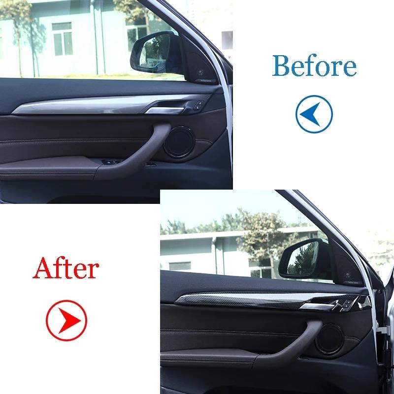 4 шт. углеродного волокна для BMW New X1 F48 2016-2018 ABS пластик внутренняя отделка двери полосы крышка отделка для BMW X2 F47