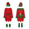 Yousheng 1 комплект костюма рождественского эльфа для детей и женщин, наряд эльфа, красное зеленое платье, шляпа, полосатые чулки, эльфийские уши, обувь, пояс, набор для девочек для рождественских вечеринок