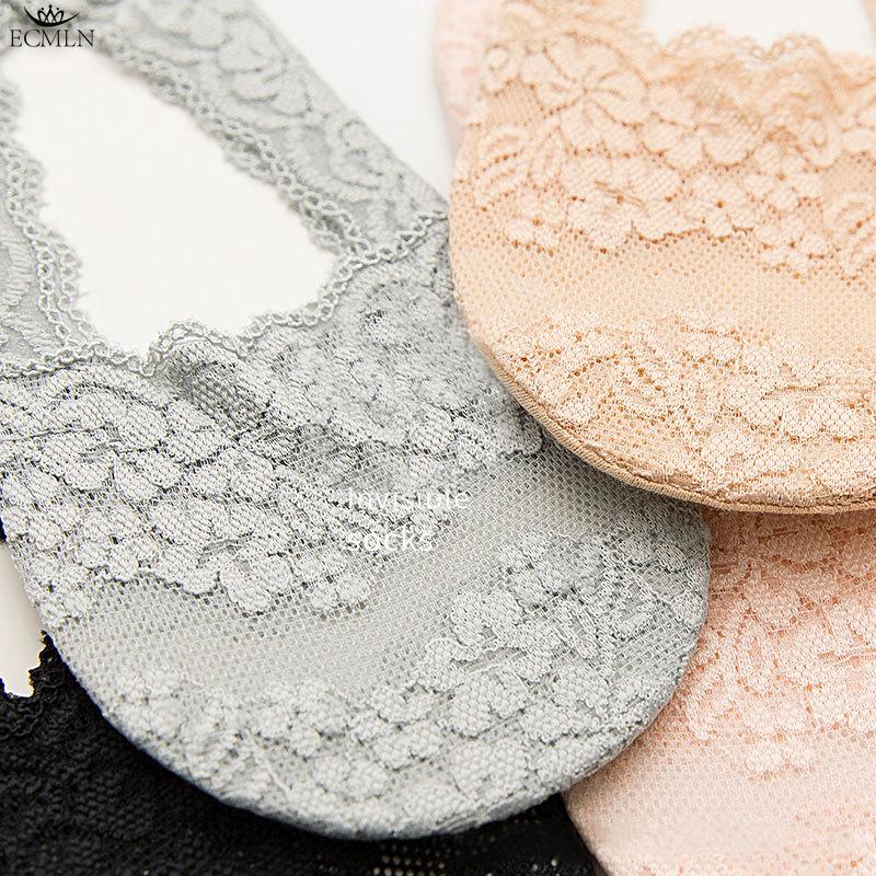 3 пары женских кружевных хлопковых невидимых носков, нескользящие летние однотонные короткие носки, модные тонкие тапочки до щиколотки, ажурные носки