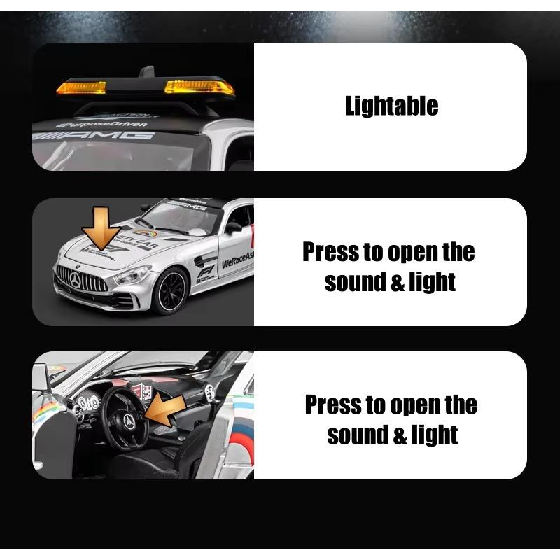 1/24 Автомобиль Benz Safety Battery Amg Battery F1, Тип модели, с фарами, подходит для коллекционирования гоночных автомобилей