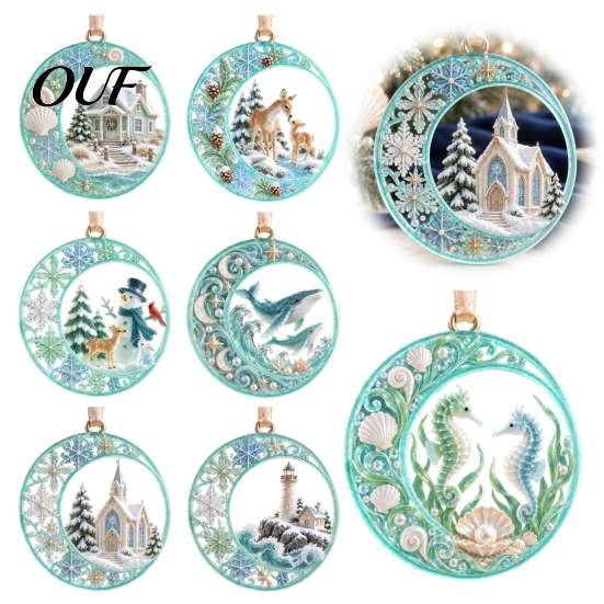 DIY Christmas Craft Supplies Acrylic Tree Pendant, Decorative Hanging Ornament, Exquisite Home Party Wall Decorations for Garden Fireplace Holiday