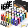 Shuttle Art Fabric Paint, 30 Color Set, 60ml, Fabric Paint, Fabric Painting Paint, Metallic Color, Washable, Does Not Come Off Even After Washing,