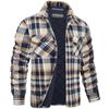 Men Spring Coat Lapel Long Sleeve Plaid Print Soft Contrast Color Keep Warm Cardigan Plus Size Men Shirt Coat for Daily Wear