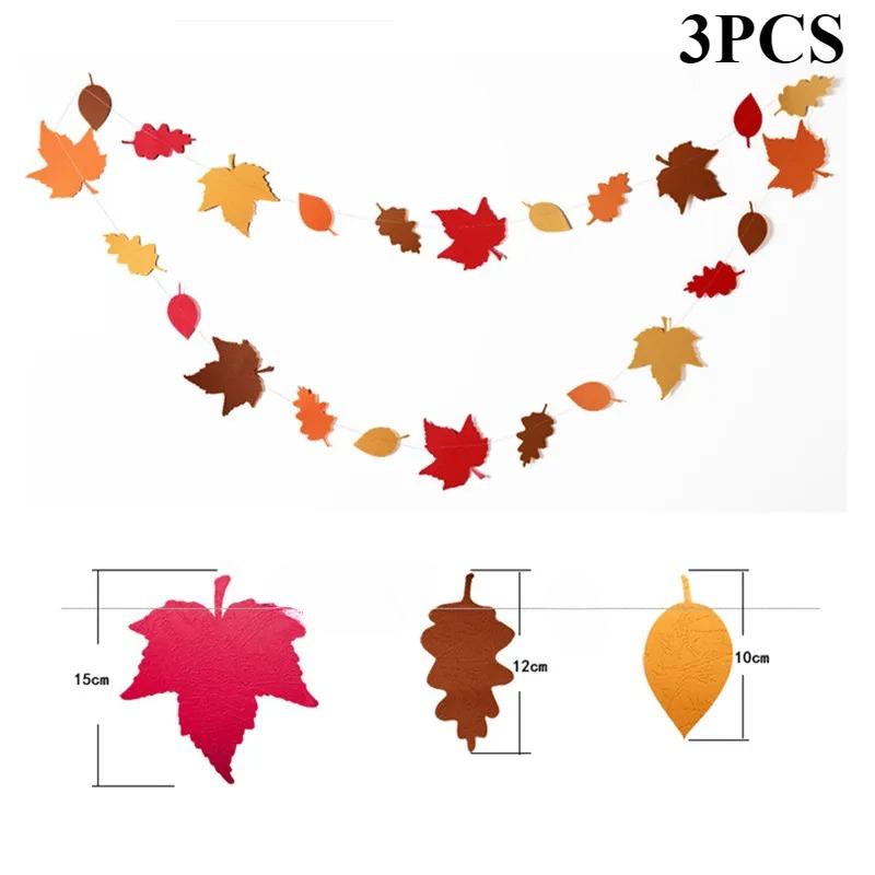 Оранжевый Желтый Красный Праздничная гирлянда из листьев Осенний баннер Осенняя вечеринка в честь Дня благодарения Украшения для дня урожая Домашняя вечеринка Подвесные принадлежности